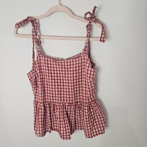 Red Gingham Sleeveless Top